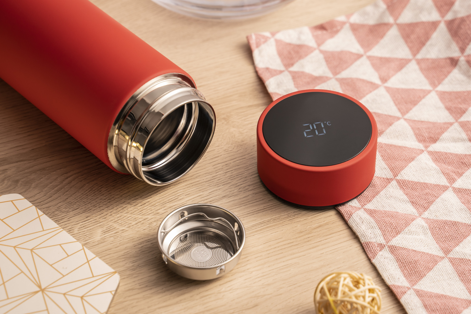 Термос Reactor софт-тач с датчиком температуры (красный)-5