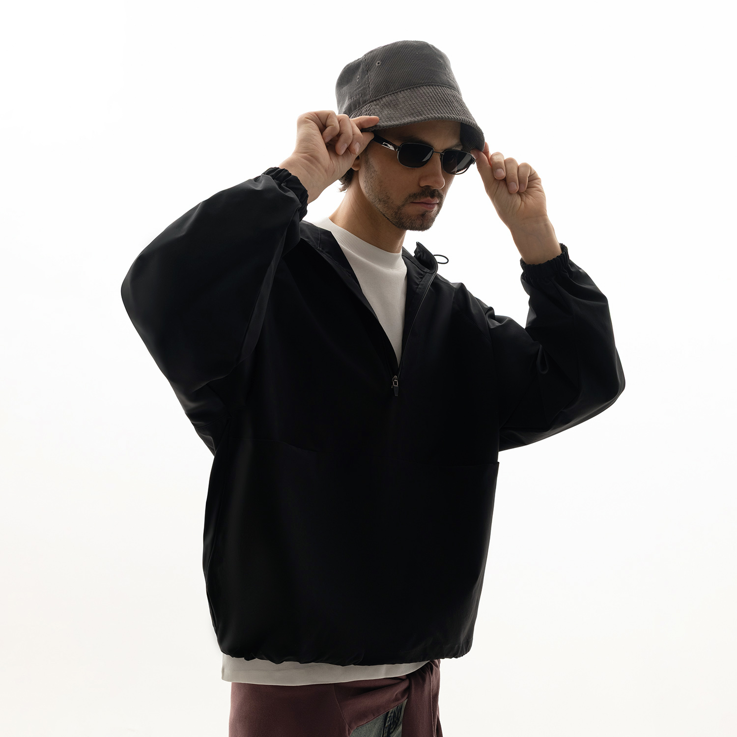 Ветровка (анорак) оверсайз унисекс Риссман (Rissman), черная-10