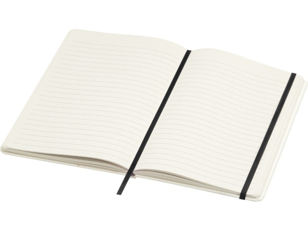 Bass блокнот формата А5 из переработанных материалов, с линованными страницами - сплошной черный-3