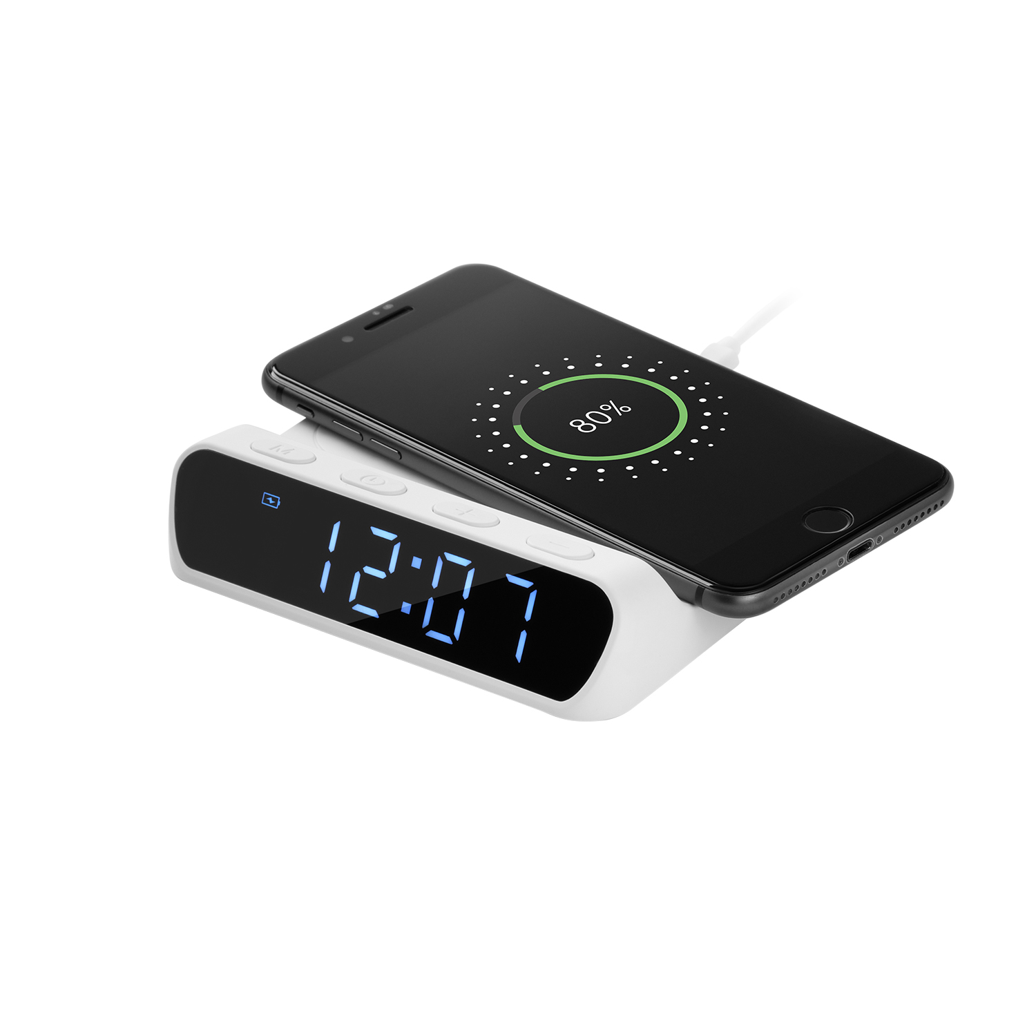 Зарядная станция с часами 15W Ригель (Rigel), белая-1