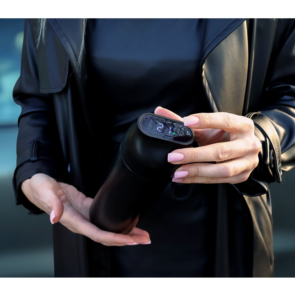 Термобутылка герметичная вакуумная Glory с дисплеем, Черный-5