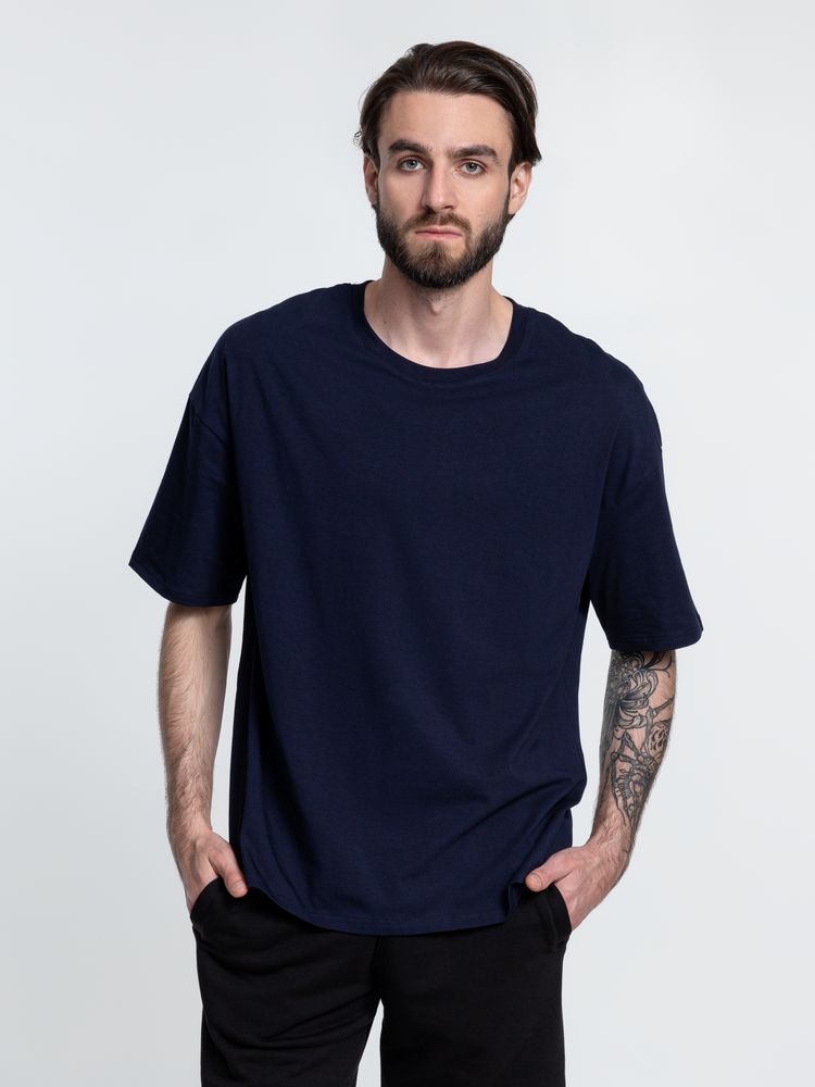 Футболка унисекс оверсайз Crosstown, темно-синяя-1