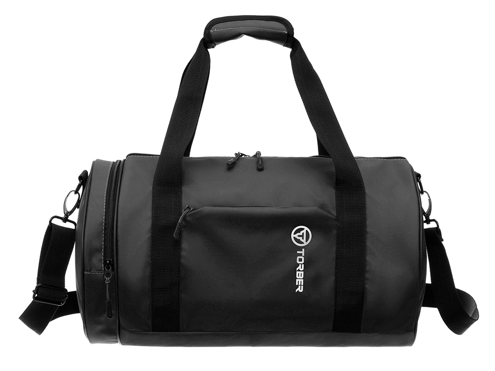 Сумка спортивная TORBER РИТМ, чёрный, полиэстер 900D с PU покрытием, 45 х 25 х 25 см-0