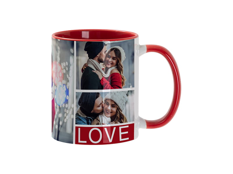 Кружка для сублимации, 330 мл, d=82 мм, стандарт А, белая, красная внутри, красная ручка, белый, красный-2