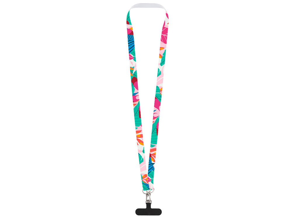 Ланъярд 2 см под сублимацию с 2-мя трендовыми карабинами и узким держателем для телефона из ПЭ, серебристый-2