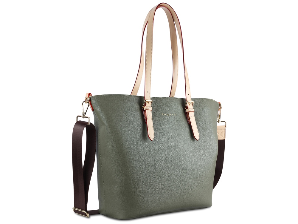 Сумка-шоппер BUGATTI Ella, оливковая, полиуретан, 47,5х12х32 см-0
