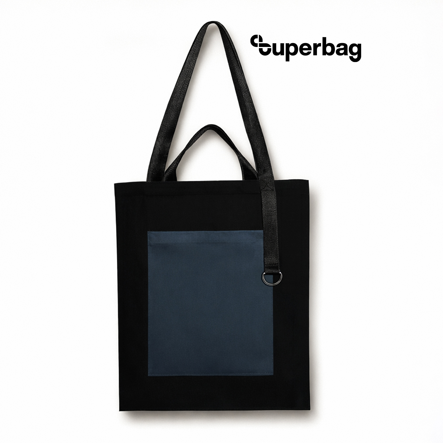 Шоппер Superbag Big Pocket, с карманом на молнии (черный с темно-серым)-0