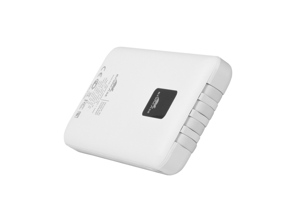 RIVACASE VA2210 (10000 мАч) внешний аккумулятор с дисплеем и встроенными кабелями, белый, 12/48-6