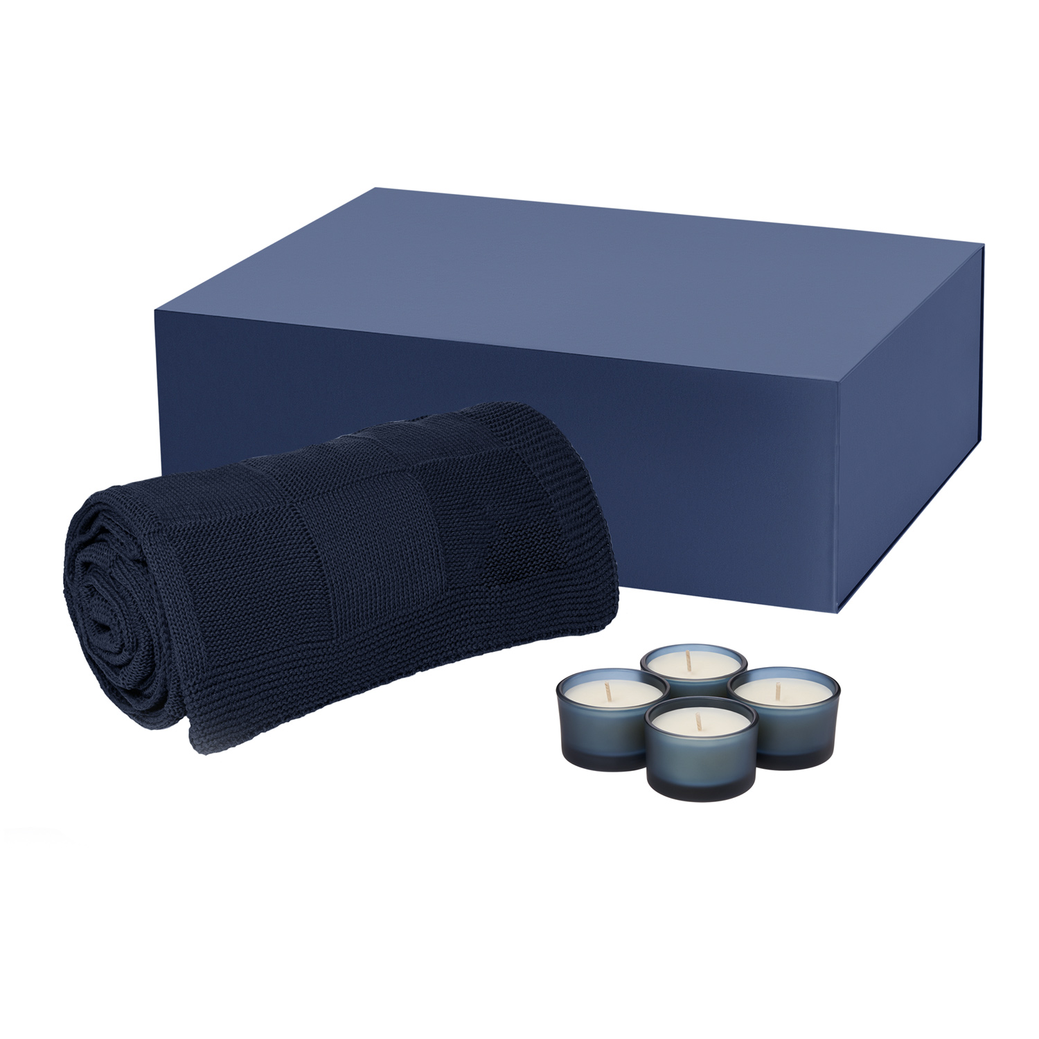 Подарочный набор Sento, Cella, синий (свеча, плед)-0