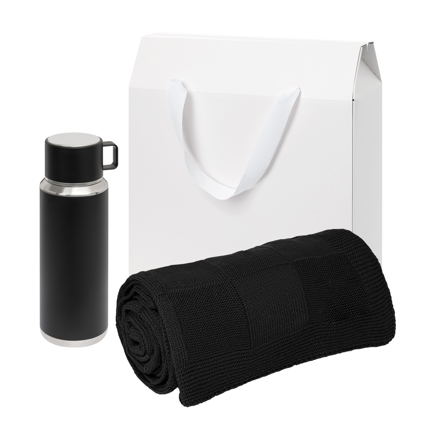 Подарочный набор Осло (Oslo), черный (плед, термос)-0