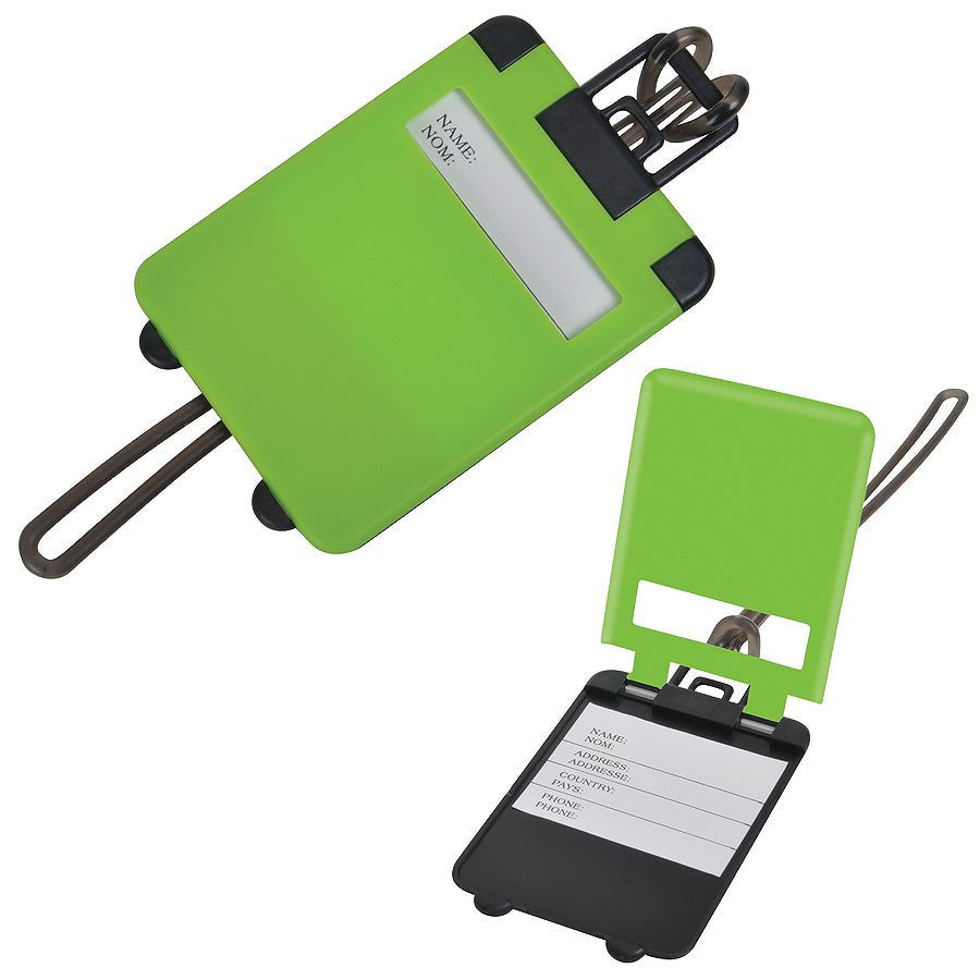 Бирка багажная  "Чемодан";  ярко-зеленый,  5.6*7.8 см; пластик;, зеленый-0