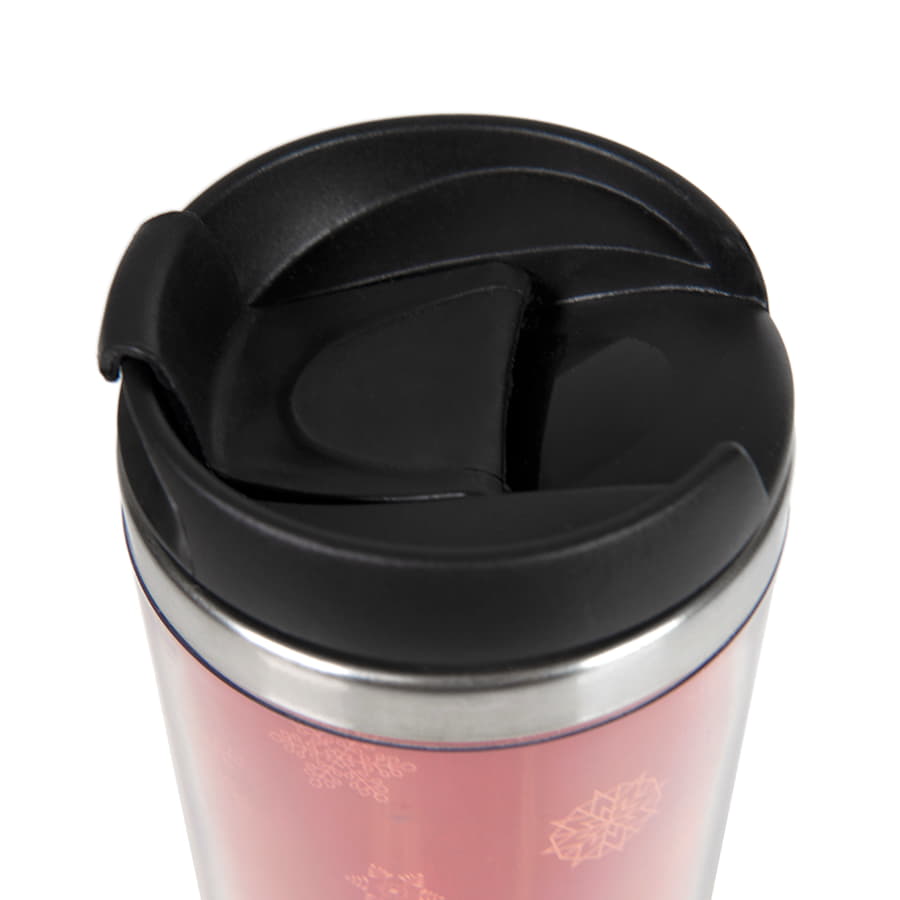 Термокружка IDEA под полиграфическую вставку, 420 мл, нержавеющая сталь/пластик, прозрачный-1