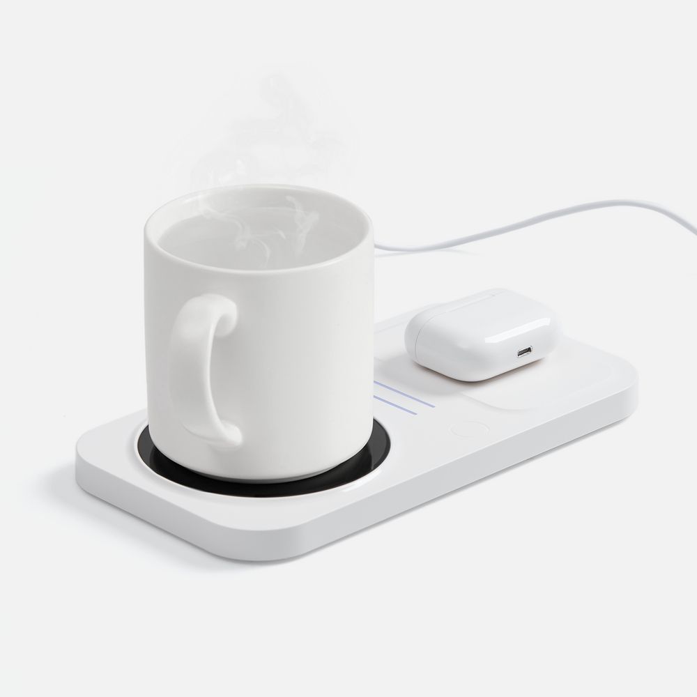 Беспроводное зарядное устройство с подогревом кружки Hot Task, белое-2