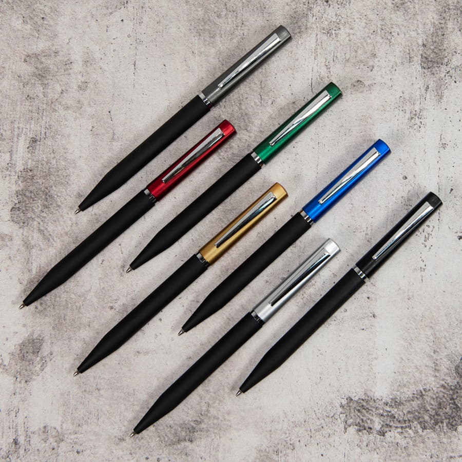 Ручка шариковая M1, пластик, металл, покрытие soft touch, золотистый, черный-2