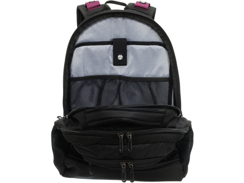 Рюкзак TORBER ПРОРЫВ с отделением для ноутбука 15, чёрный/бордовый, полиэстер 600D, 35x20x47 см, 33л-7