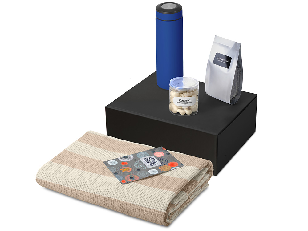 Подарочный набор Re:y. Warm с пледом, термосом и чаем-1