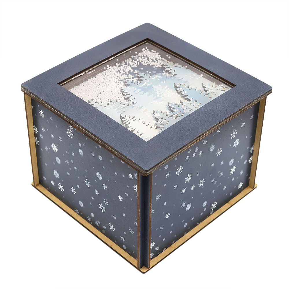 Лес в снегу (квадратная, Темно-синий-1