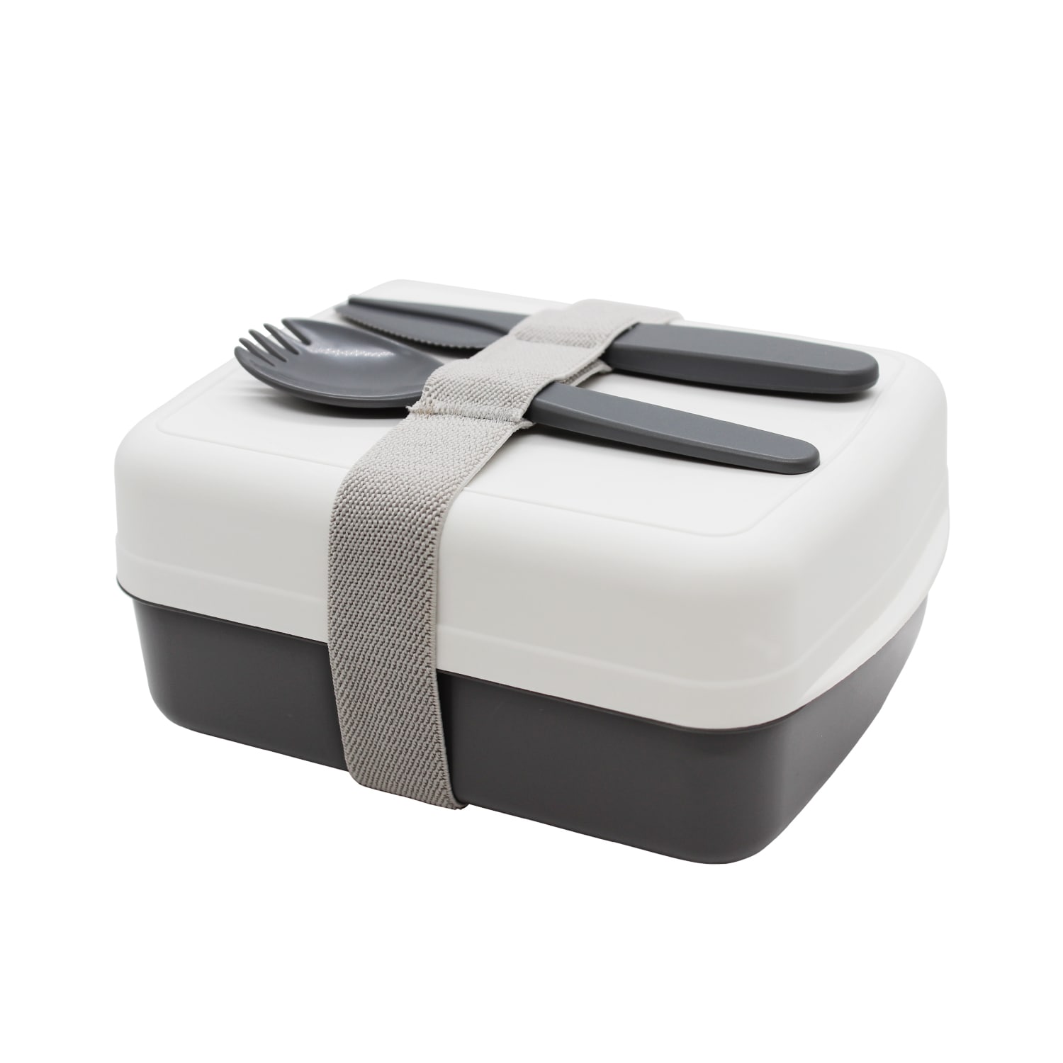 Ланч-бокс Lunch Green Line со столовыми приборами (серый)-0