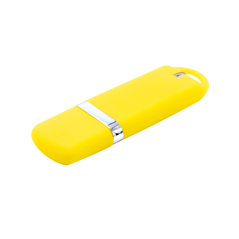 Флешка Shape с покрытием Софт Тач в футляре, Желтый-1
