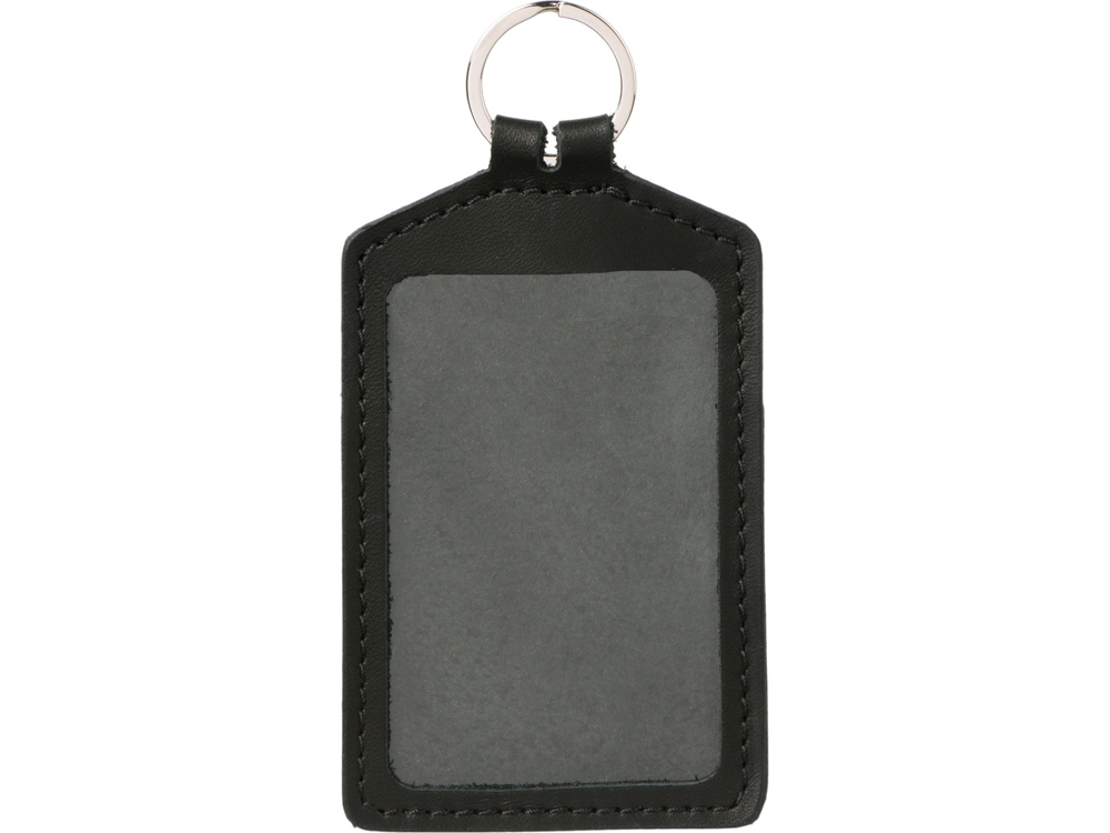 Кожаный бейдж для пропуска, черный-2