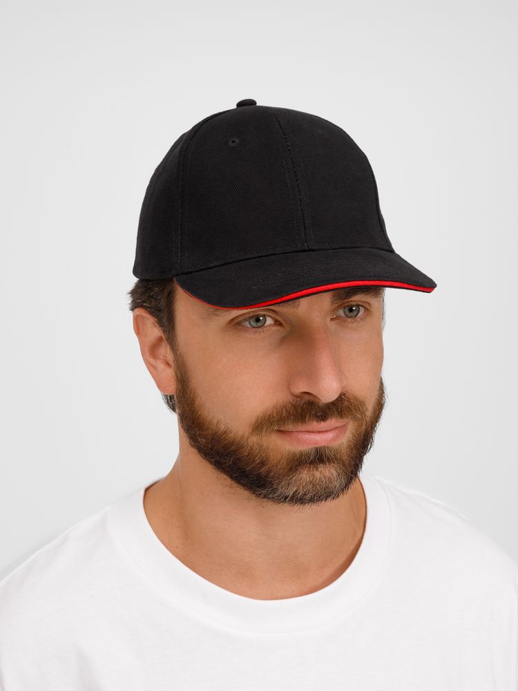 Бейсболка Buffalo, черная с красным-4