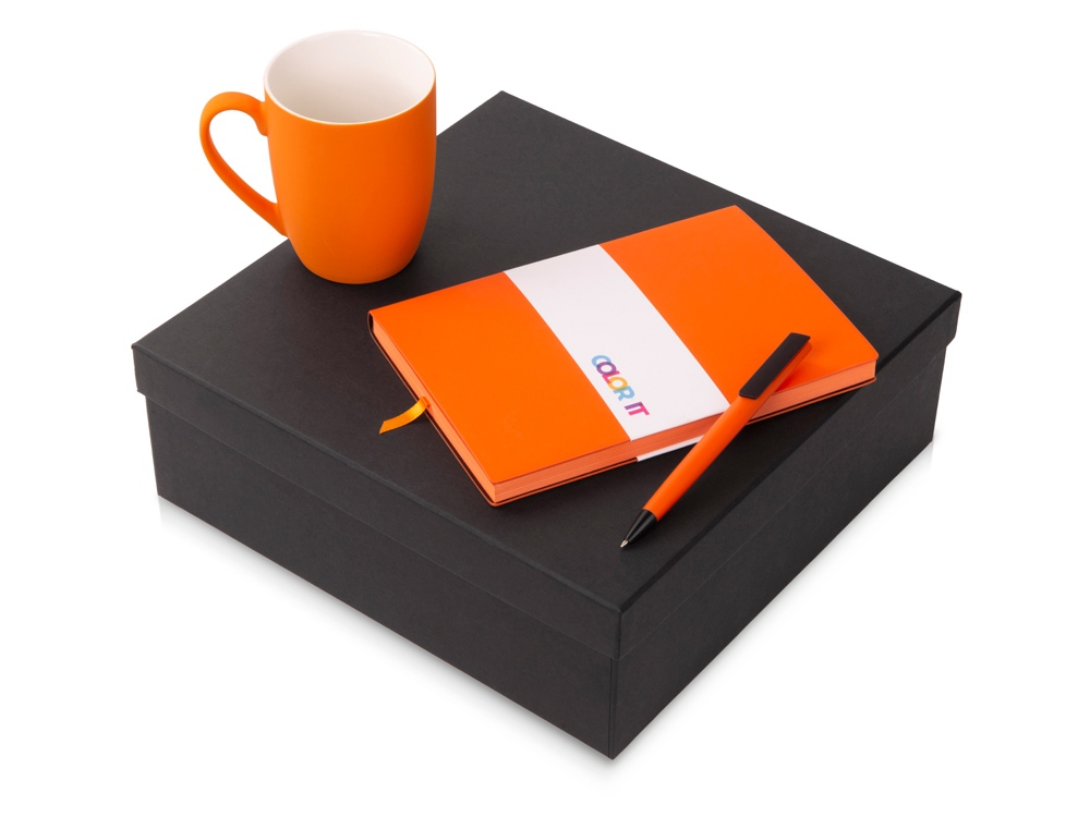 Подарочный набор c блокнотом C1, ручкой и кружкой, оранжевый-0