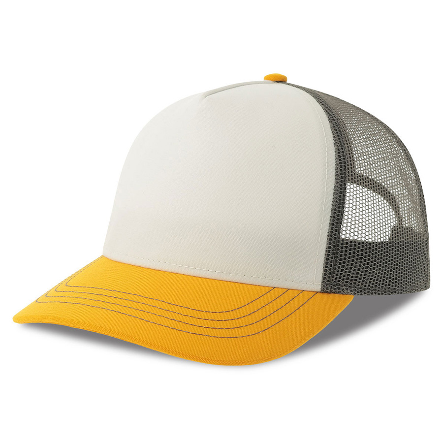 Бейсболка RAPPER CANVAS-S, 5 клиньев, пластиковая застёжка, белый, желтый, тёмно-серый-0