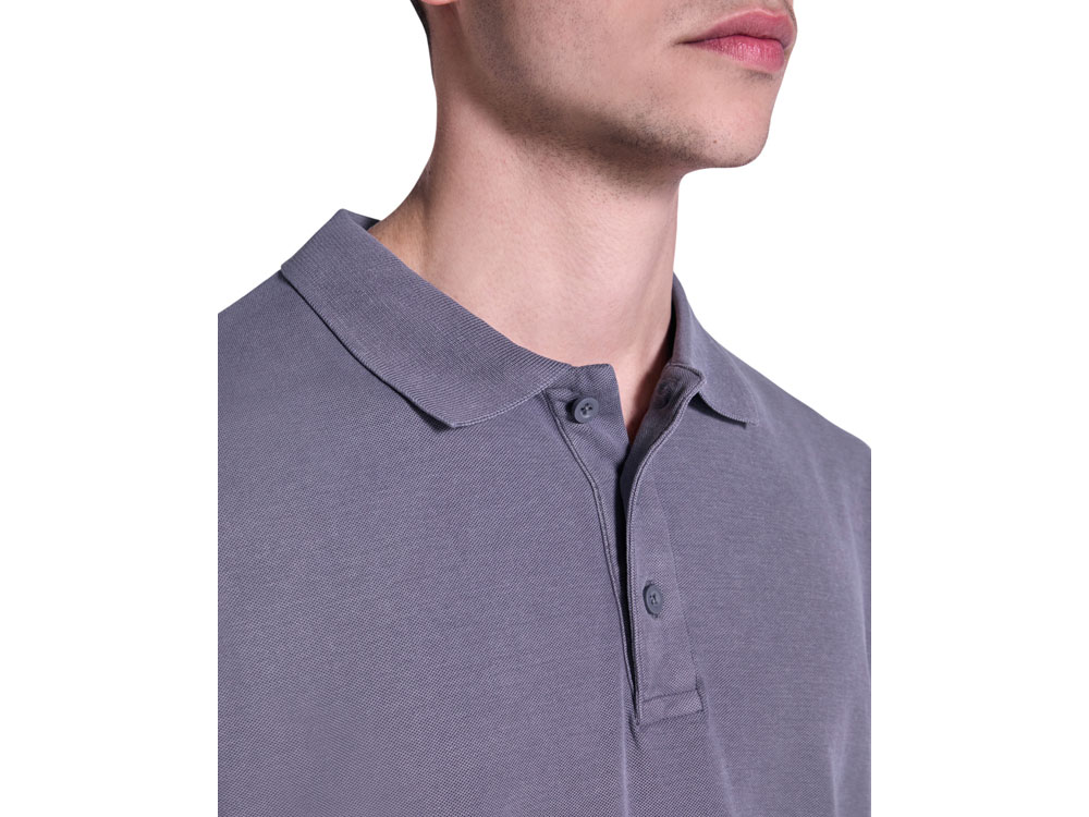 Рубашка поло Cobain унисекс, серо-голубой выстиранный-5