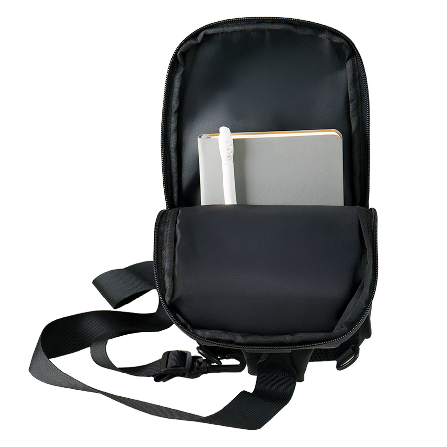 Сумка на плечо  водостойкая "Sling", чёрный, 33 х 18 х11 см, 100%  полиуретан, черный-7