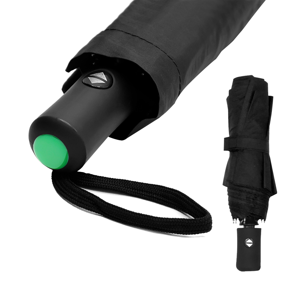 Автоматический противоштормовой зонт Vortex To Go, Чёрный/зелёный-0