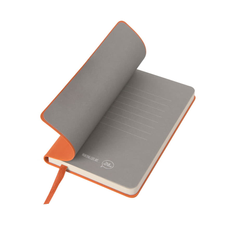 Бизнес-блокнот FUNKY, формат A6, в клетку, оранжевый, серый-4