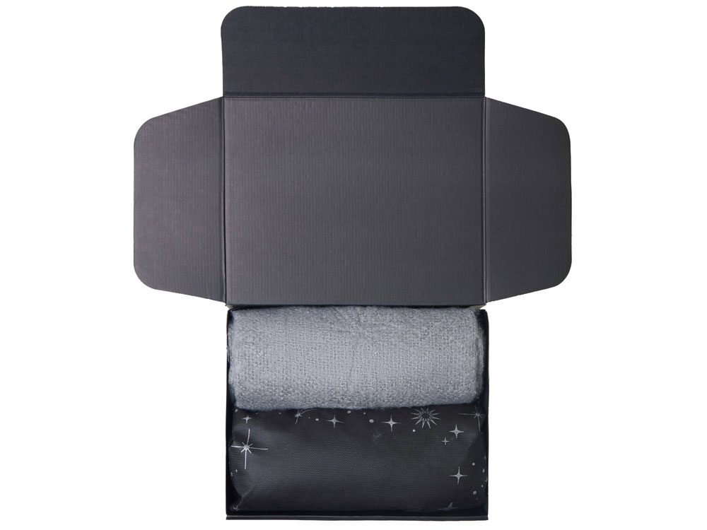 Подарочный набор с пледом, увлажнителем и попкорном, серый-2