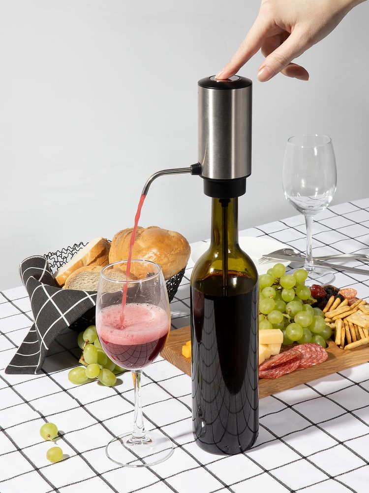 Электрический аэратор-дозатор для вина Tuoretta, серебристый-1