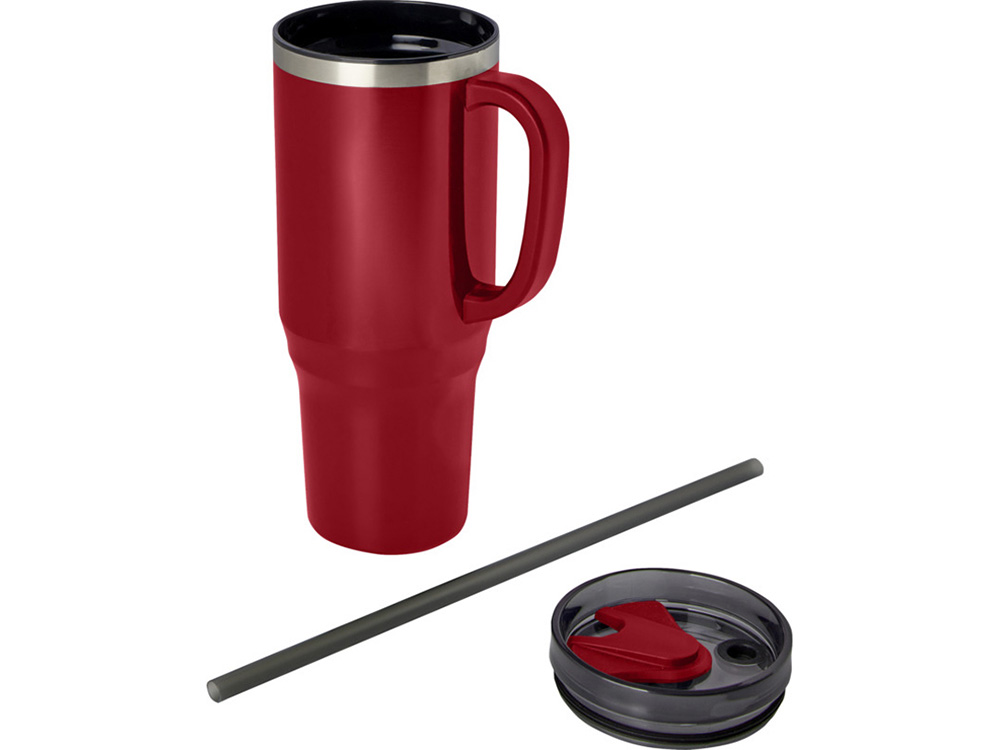 Melbourne кружка 1200 мл, сертифицированная согласно RCS, с соломинкой - Красный-2