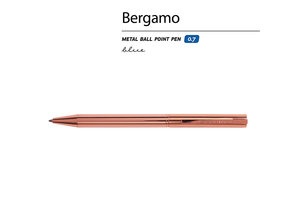 Ручка металлическая шариковая Bergamo, розовое золото-1