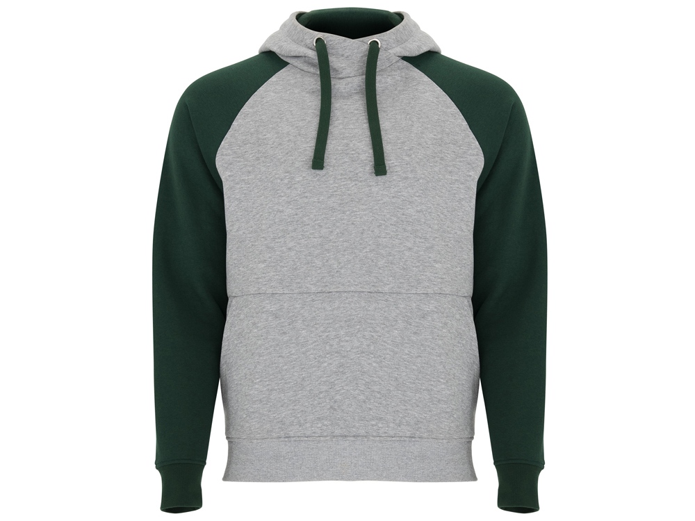 Толстовка с капюшоном Badet мужской, серый меланж/бутылочный зеленый-0