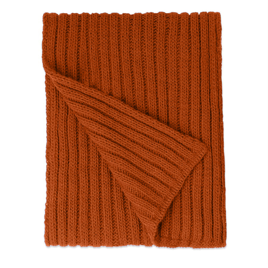 Шарф вязаный НАСВЯЗИ© шерсть/акрил, оранжевый-1