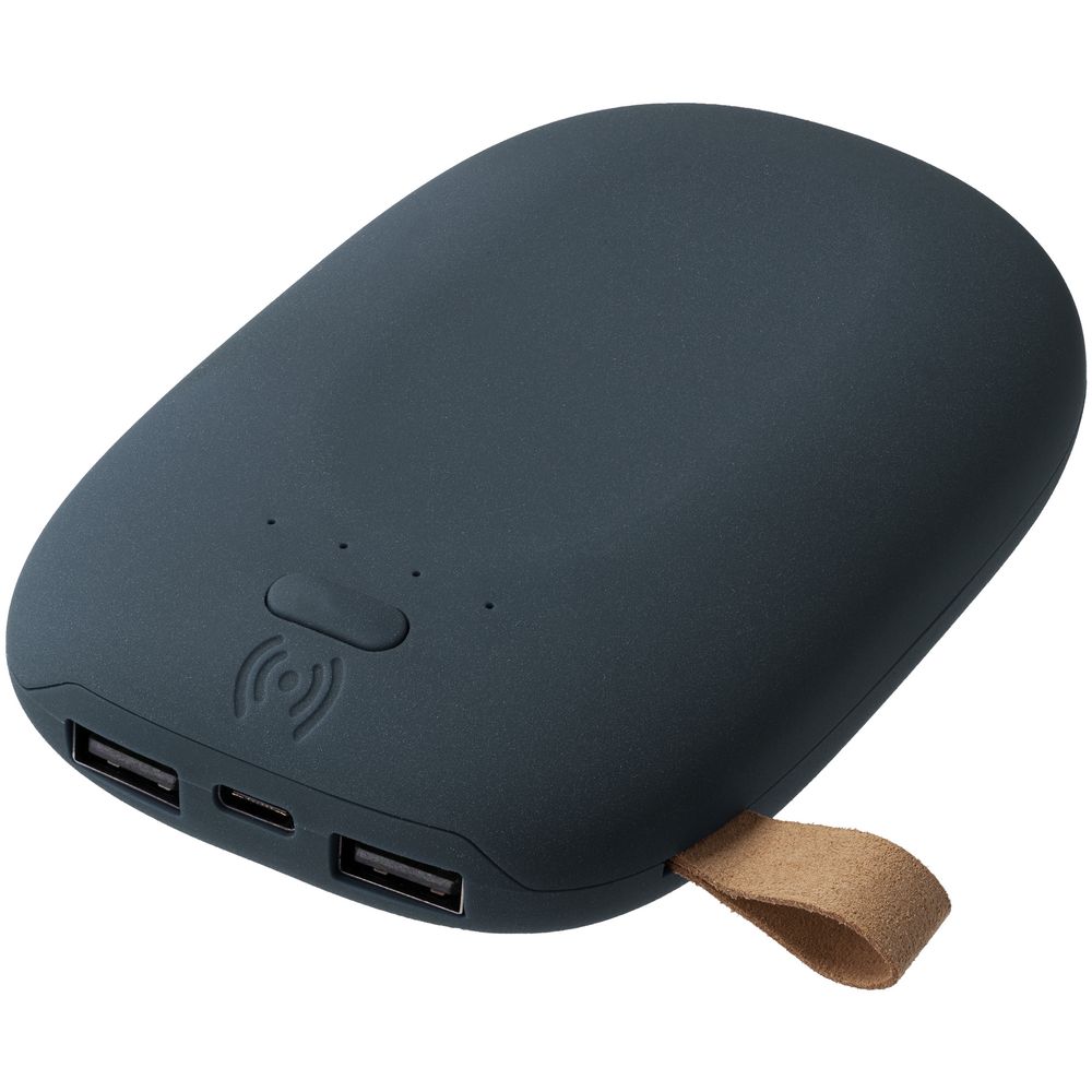 Аккумулятор с беспроводной зарядкой Pebble Wireless 9000 мАч, серо-синий-0