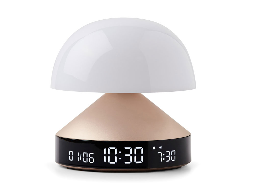 Светильник с часами и световым будильником Mina Sunrise, золотистый-1