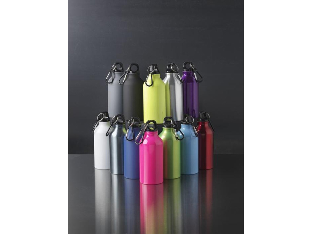 Матовая спортивная бутылка Oregon с карабином и объемом 400 мл, синий-2