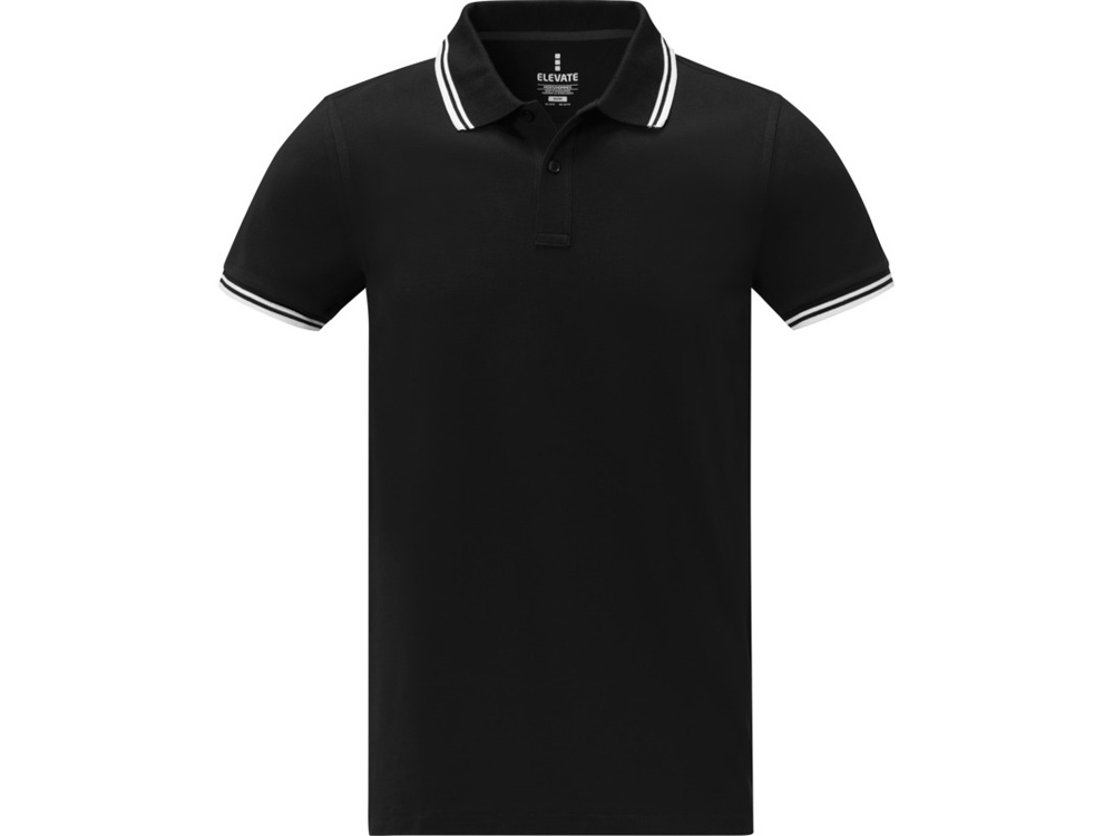 Amarago Мужское поло с коротким рукавом и контрастной отделкой, черный-1