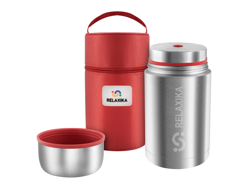 Термос для еды Relaxika 301 в чехле, 1200 мл, стальной-6