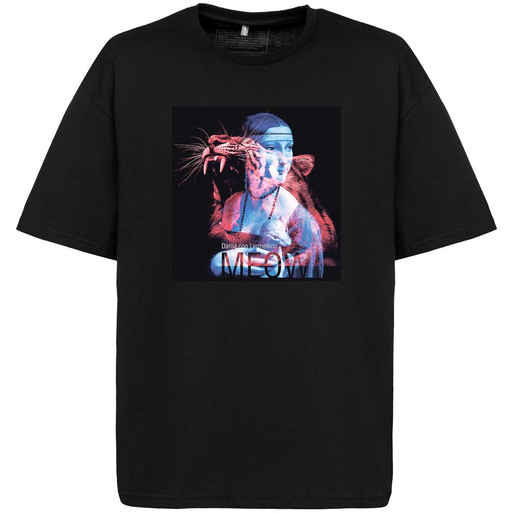 Футболка оверсайз «Дама с горностаем», черная-1