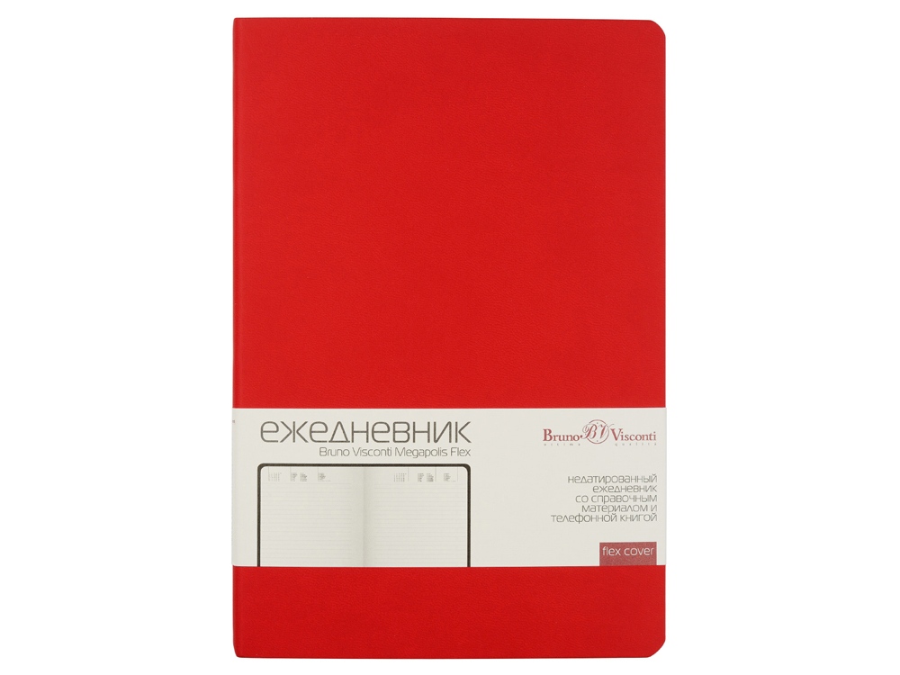 Ежедневник А5 недатированный Megapolis Velvet Flex, красный-1
