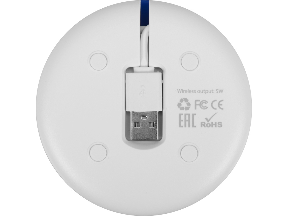 Беспроводное зарядное устройство со встроенным кабелем 2-в-1 Disc, синий-7