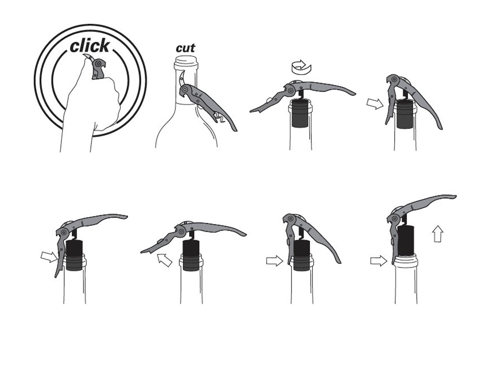 Подарочный винный набор из штопора и кожаного чехла для штопора ClickCut Set, серебристый-17