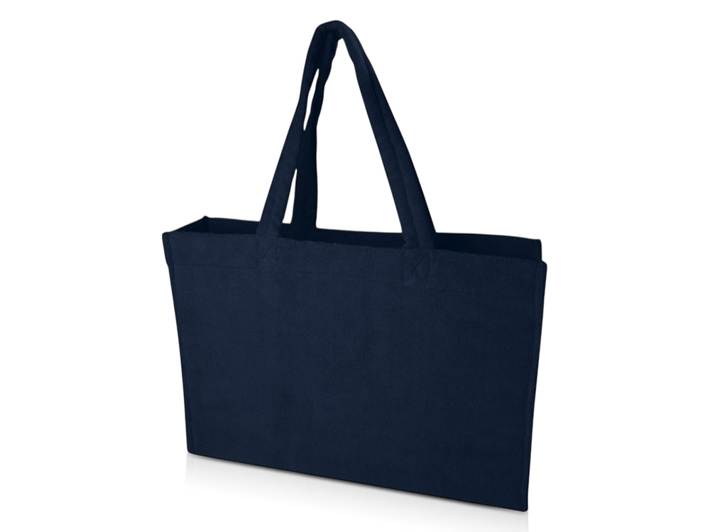 Пляжная эко-сумка Siam объемом 13 л из переработанной махровой ткани, сертифицированной GRS - Темно - синий-0