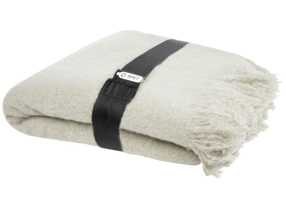 Мохеровый плед из вторичного ПЭТ Ivy, светло-серый-0