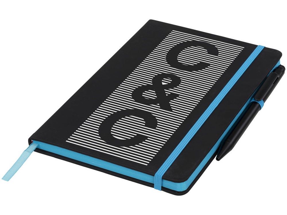 Блокнот Noir Edge среднего размера, черный/синий-4