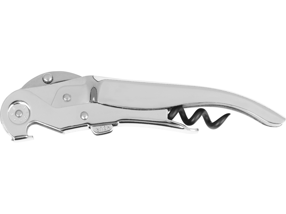 Подарочный винный набор из штопора и кожаного чехла для штопора ClickCut Set, серебристый-4